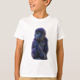 Diep Paarse Primaat Portret T-shirt