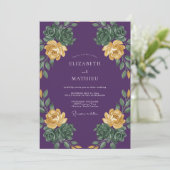 Diep Paarse Succulente Eucalyptus Bruiloft Kaart (Staand voorkant)