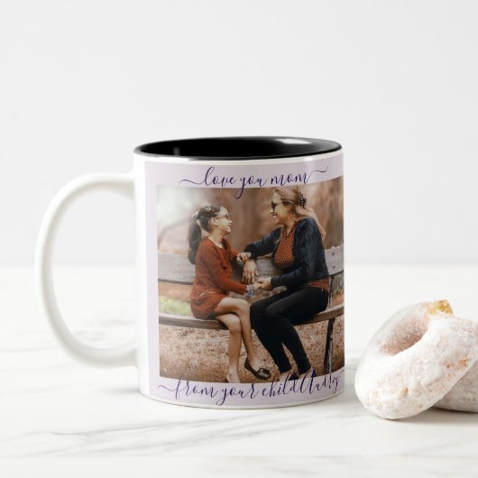 Diep Paarse Viooltjes Moederdag Mok (Met donut)