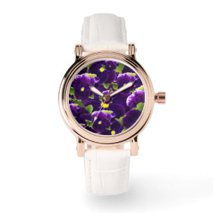 Diep paarse viooltjesclusters: Majestueuze schoonh Horloge