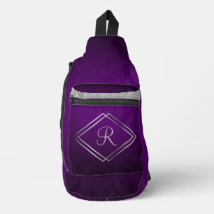 Diep Paarse & Zilveren Monogram Sling Bag
