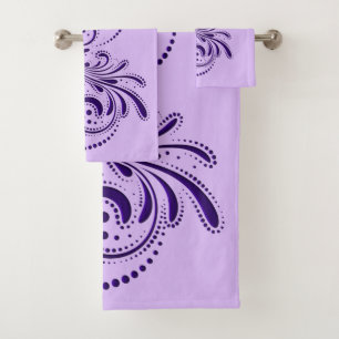 Diep-paarse zwenkwitte en lavendere achtergrond bad handdoek