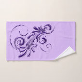 Diep-paarse zwenkwitte en lavendere achtergrond bad handdoek (Handdoek)