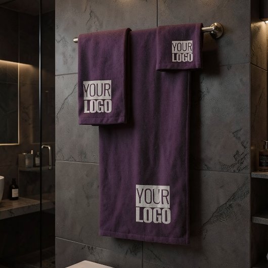 Diep Pr plum- logo toevoegen Bad Handdoek