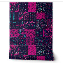Diep Pr Plum & Magenta Multicolor Patchwork Behang