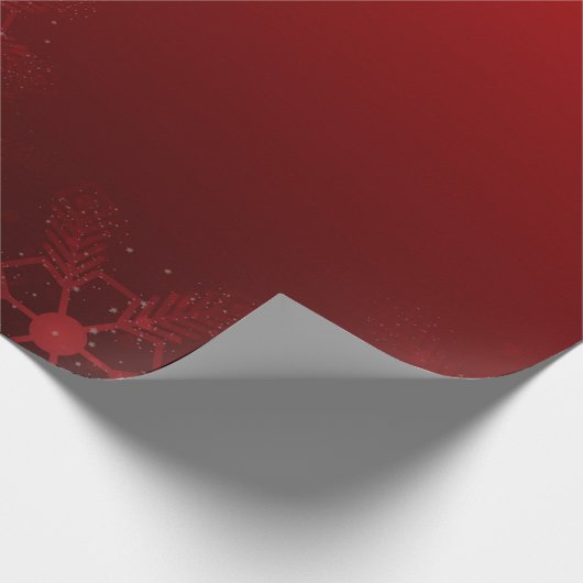 Diep Rijk Rood Kerstmis Sneeuwvlokken Cadeaupapier (Hoek)