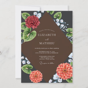 Diep Rode Anjer Eucalyptus Bruiloft Kaart
