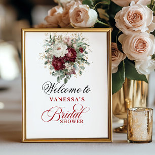 Diep Rode Blush Bourgondië Bruiloft Poster