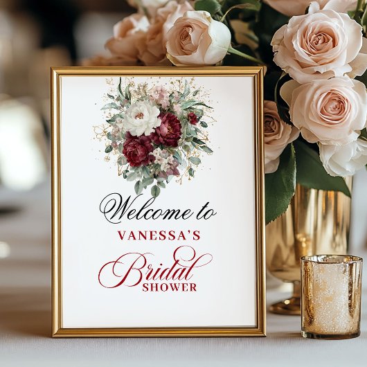Diep Rode Blush Bourgondië Bruiloft Poster