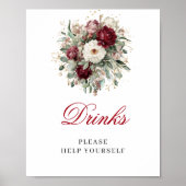 Diep Rode Blush Bourgondië Drinken Tafel Decor Poster (Voorkant)
