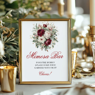 Diep Rode Blush Bourgondië Mimosa Bar Tafelkaart Poster