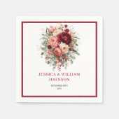 Diep Rode Boho Bloemen Herfst Eucalyptus Bruiloft Servet (Voorkant)