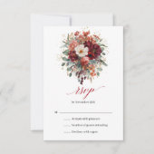 Diep Rode Boho Bloemige Herfst Eucalyptus RSVP Kaa Kaartje (Voorkant)