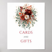 Diep Rode Boho Eucalyptus Kaarten En Cadeaus Tafel Poster (Voorkant)