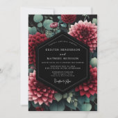 Diep Rode Dahlia Botanische Bruiloft Kaart (Voorkant)