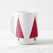 Diep rode damast moderne kerstboom koffiemok (Voorkant links)