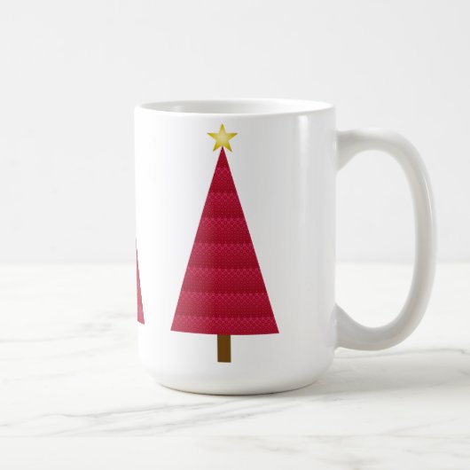 Diep rode damast moderne kerstboom koffiemok (Rechts)