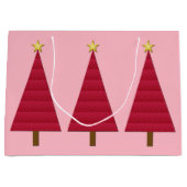 Diep rode damast moderne kerstboom large cadeautasje (Voorkant)
