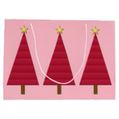 Diep rode damast moderne kerstboom large cadeautasje (Achterkant)