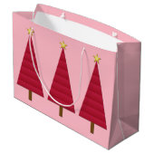 Diep rode damast moderne kerstboom large cadeautasje (Achterkant Gekanteld)