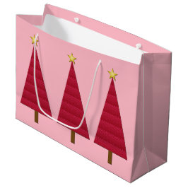 Diep rode damast moderne kerstboom large cadeautasje