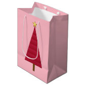 Diep rode damast moderne kerstboom medium cadeauzakje (Voorkant Gekanteld)