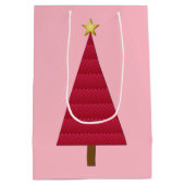 Diep rode damast moderne kerstboom medium cadeauzakje (Achterkant)