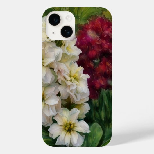 Diep Rode en Witte Bloemen Kunst Telefoonhoesje Case-Mate iPhone Case (Achterkant)