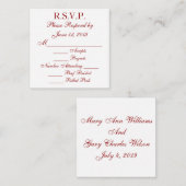 Diep rode en witte reactiekaarten RSVP Informatiekaartje (Voorkant / Achterkant)