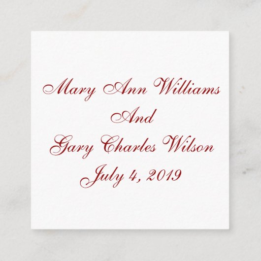 Diep Rode en Witte Response RSVP Kaarten (Achterkant)