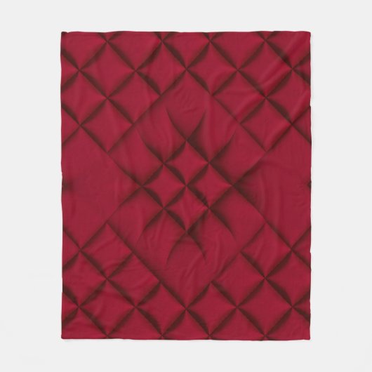 Diep Rode Gequilte Leer Patroon Fleece Deken (Voorkant)
