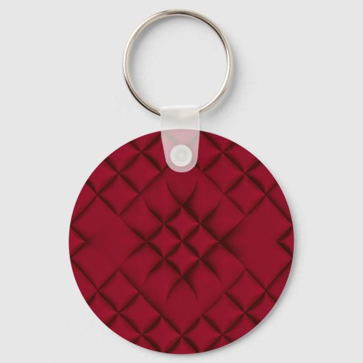 Diep Rode Gequilte Leer Patroon Sleutelhanger (Voorkant)