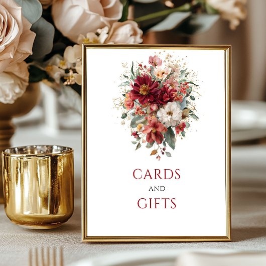 Diep Rode Herfst Bloemkaarten En Cadeaus Tafelmode Poster