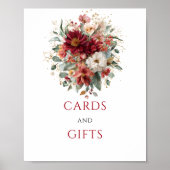 Diep Rode Herfst Bloemkaarten En Cadeaus Tafelmode Poster (Voorkant)