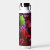 Diep rode Hibiscus met Grieks Floral Pattern Waterfles (Voorkant)