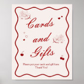 Diep Rode Kers Bruiloft Cards en Cadeaus Poster (Voorkant)