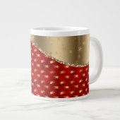 Diep-rode kerstFloral met Gold Ribbon Grote Koffiekop (Voorkant rechts)