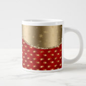Diep-rode kerstFloral met Gold Ribbon Grote Koffiekop (Rechts)