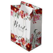Diep-rode kleuren bloemen grens - Bride Typografie Medium Cadeauzakje (Voorkant Gekanteld)