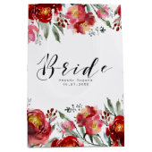 Diep-rode kleuren bloemen grens - Bride Typografie Medium Cadeauzakje (Voorkant)