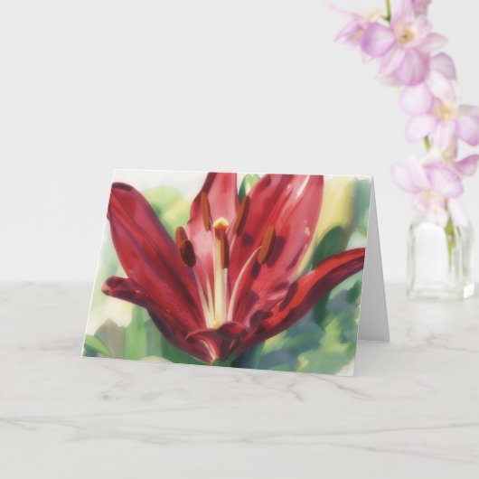 Diep Rode Lelie Bloem Kunst Notitiekaart (Orchidee)