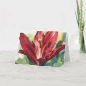 Diep Rode Lelie Bloem Kunst Notitiekaart (Voorkant)
