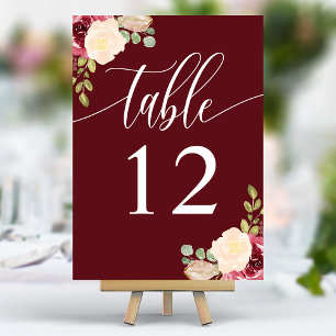 Diep Rode Merlot Bloemrijke Calligrafie Bruiloft Kaart