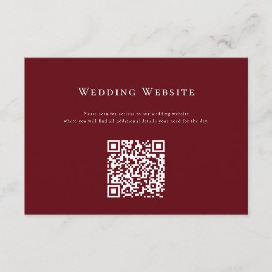 Diep Rode Moderne Trouwwebsite QR Code Kaart (Voorkant)