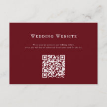 Diep Rode Moderne Trouwwebsite QR Code Kaart