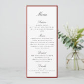 Diep Rode Rand Trouw Menu Kaart (Staand voorkant)