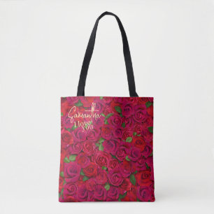 Diep Rode Roos Patroon Ik Hou Van Jou Met Aangepas Tote Bag
