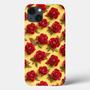 Diep Rode Rozen 3D Textuur Romantisch Stijlvol Ont Case-Mate iPhone Case