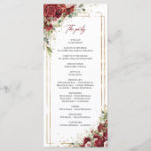 Diep rode rozen blozen bloemen eucalyptus programm programmakaart (Achterkant)