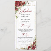 Diep rode rozen blozen bloemen eucalyptus programm programmakaart (Voorkant)